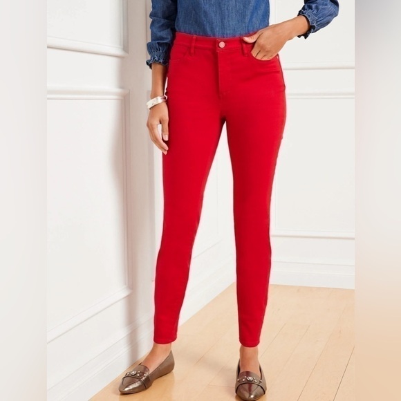 Red ♥️ LOFT Skinny Velvet Pants - Picture 1 of 3